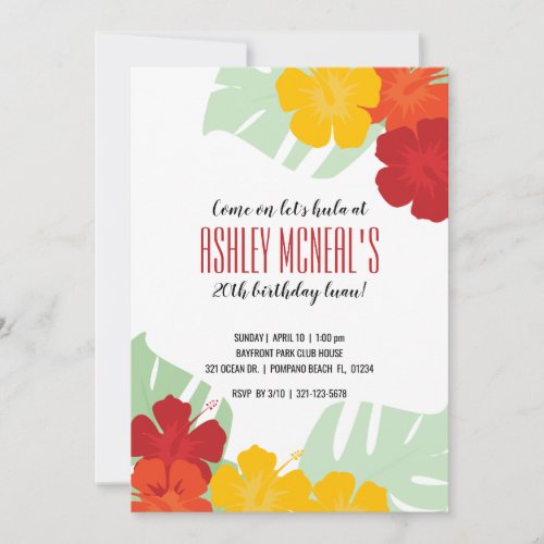 ANY AGE tropical BIRTHDAY PARTY luau Invitation