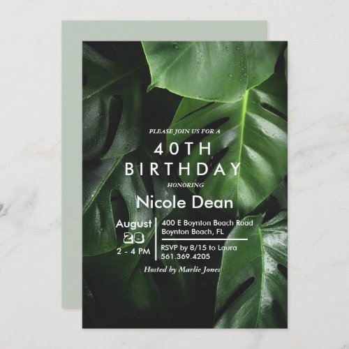 ANY AGE _ Tropical Leaf Birthday Invitation