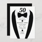 Any  Age Tuxedo Mens 50th Birthday Party Invite (Front/Back)