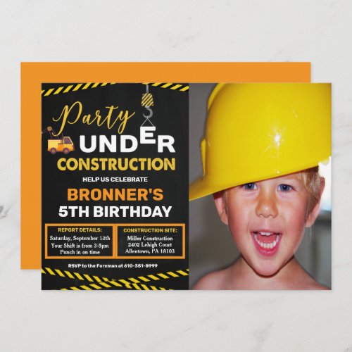 ANY AGE _ Under Construction Birthday Invitation