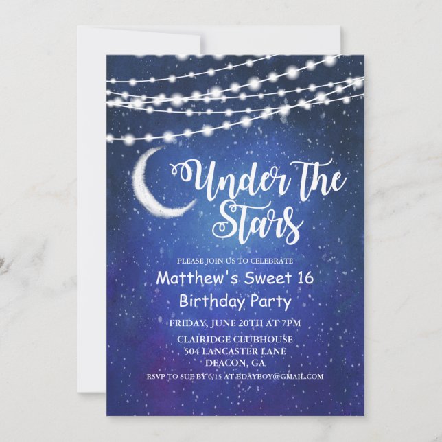 ANY AGE - Under the Stars Birthday Invitation (Front)