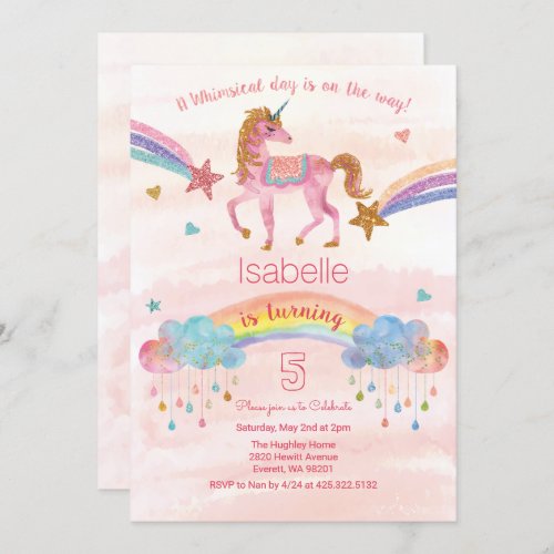 ANY AGE _ Unicorn Glitter Birthday Invitation
