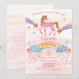 ANY AGE - Unicorn Glitter Birthday Invitation