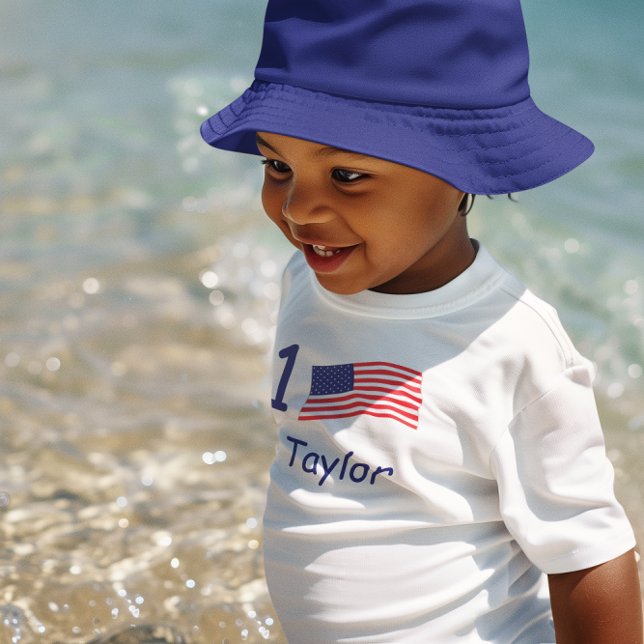 Any Age USA Flag Birthday Baby T-Shirt (Creator Uploaded)