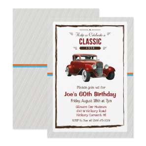 ANY AGE - Vintage Classic Car Birthday Invitation