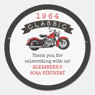 Any Age Vintage Classic Motorcycle Biker Birthday Classic Round Sticker