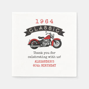 Any Age Vintage Classic Motorcycle Biker Birthday Napkins