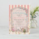 ANY AGE - Vintage Floral Tea Birthday Invitation (Standing Front)