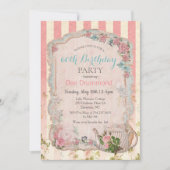 ANY AGE - Vintage Floral Tea Birthday Invitation (Front)