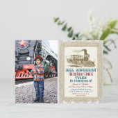 ANY AGE - Vintage Train Birthday Invitation (Standing Front)