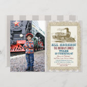 ANY AGE - Vintage Train Birthday Invitation (Front/Back)