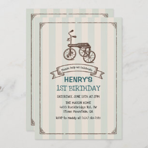 ANY AGE - Vintage Tricycle Boy Birthday Invitation