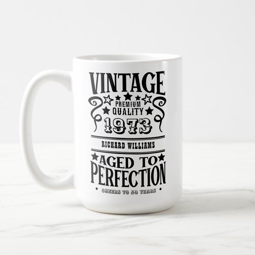 Discover Any Age Vintage Whiskey Themed Birthday Gift Custom Coffee Mug