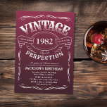 Any Age Vintage Whiskey Themed Birthday Invitation<br><div class="desc">Inspired by classic whiskey label,  this marsala red fun vintage aged to perfection adult birthday invitation is great for 30th,  40th,  50th,  60th,  70th,  80th,  90th or any other age birthday party,  surprise party,  or any other occasion! Custom it with your own text and party information.</div>
