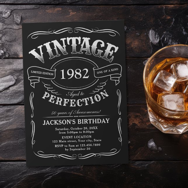Any Age Vintage Whiskey Themed Birthday Invitation (Any Age Vintage Whiskey Themed Birthday Invitation)