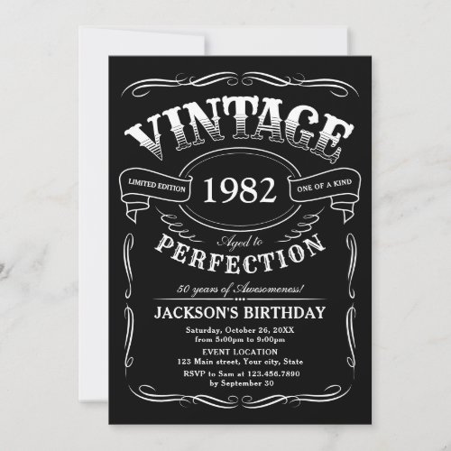Any Age Vintage Whiskey Themed Birthday Invitation