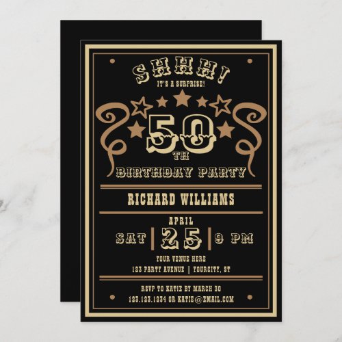 Any Age Vintage Whiskey Themed Surprise Birthday Invitation