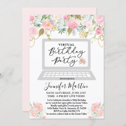 ANY AGE _ Virtual Birthday Party Floral Invitation