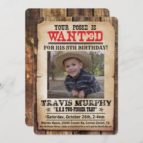 ANY AGE - Wanted Birthday Invitation - WANTED Poster Rustic Photo Birthday Invitation