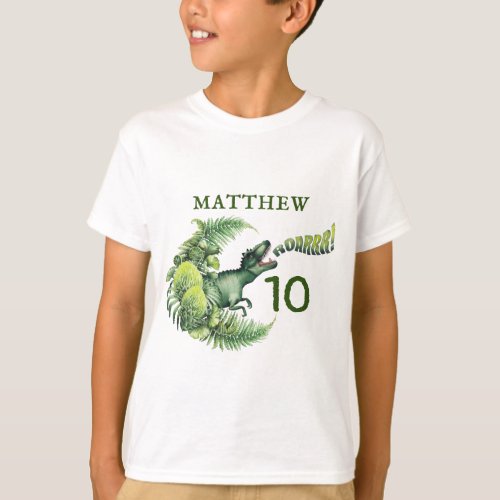 Any Age Watercolor T_Rex Dinosaur Personalized T_Shirt