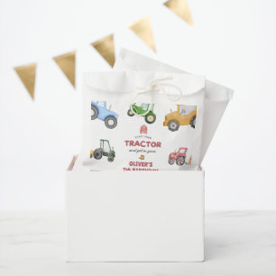 Any age Watercolor tractor birthday Favor Bag