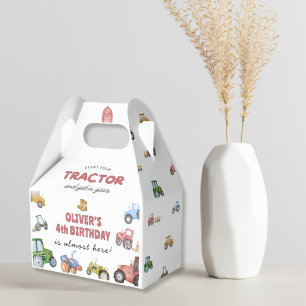 any age Watercolor tractor birthday Favor Boxes