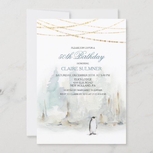 ANY AGE _ Watercolor Winter Birthday Invitation