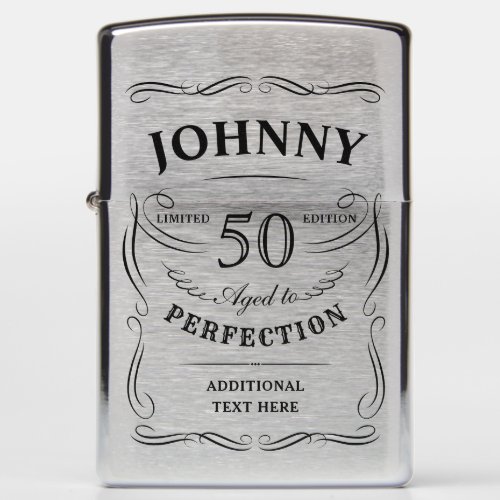 Any Age Whiskey Themed Aged To Perfection Birthday Zippo Lighter