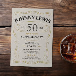 Any Age Whiskey themed surprise 50th birthday Invitation<br><div class="desc">Inspired by classic whiskey label,   this beige black and gold fun aged to perfection adult birthday invitation is great for 30th,  40th,  50th,  60th,  70th,  80th,  90th or any other age birthday party,  surprise party,  or any other occasion! Custom it with your own text and party information.</div>