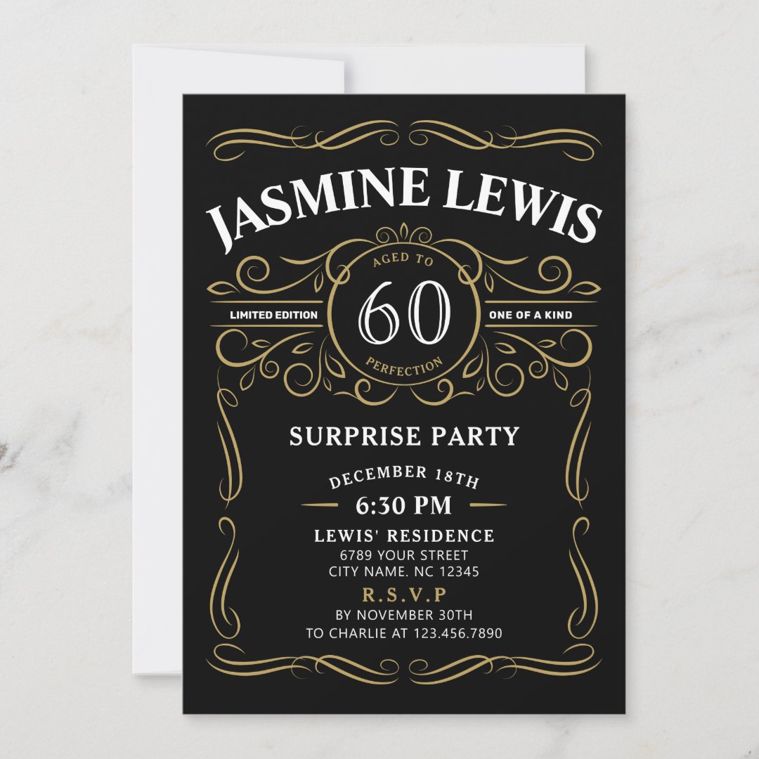 Any Age Whiskey themed surprise 60th birthday Invitation | Zazzle