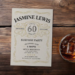 Any Age Whiskey themed surprise 60th birthday Invitation<br><div class="desc">Inspired by classic whiskey label,   this beige,  black and gold fun aged to perfection adult birthday invitation is great for 30th,  40th,  50th,  60th,  70th,  80th,  90th or any other age birthday party,  surprise party,  or any other occasion! Custom it with your own text and party information.</div>