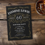 Any Age Whiskey themed surprise 60th birthday Invitation<br><div class="desc">Inspired by classic whiskey label,   this black and gold fun aged to perfection adult birthday invitation is great for 30th,  40th,  50th,  60th,  70th,  80th,  90th or any age birthday party,  surprise party,  or any other occasion! Custom it with your own text and party information.</div>