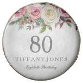 Any Age White Rose Floral 80th Birthday Chocolate Covered Oreo (Front)