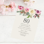 Any Age White Rose Floral 80th Birthday Invite<br><div class="desc">Any Age White Rose Floral 80th Birthday Invite

beautiful elegant floral watercolor design

Fully Customizable / personalized</div>