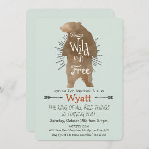 ANY AGE - Wild Thing Bear Birthday Invitation