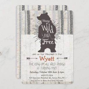ANY AGE - Wild Thing Bear Birthday Invitation