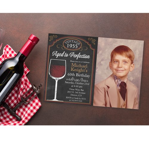 ANY AGE Wine Adult Birthday Photo Invitation