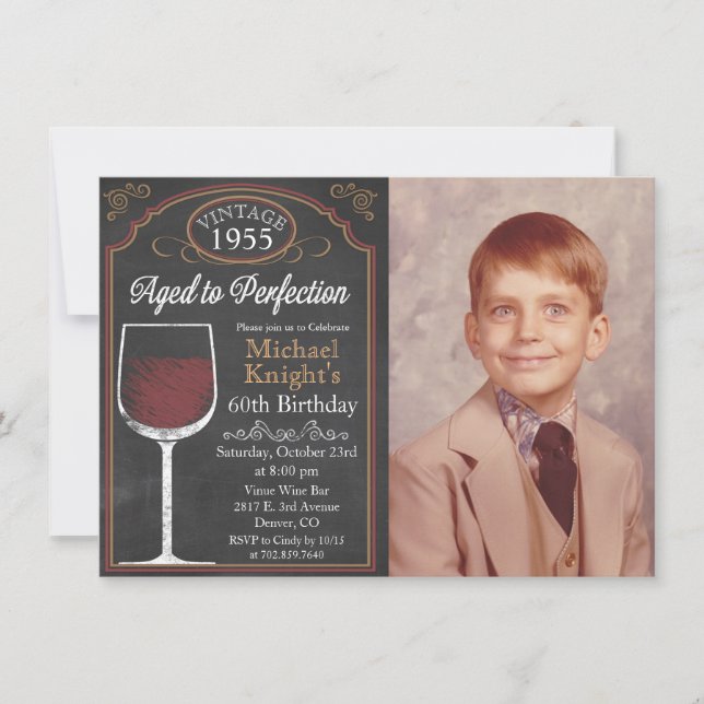 ANY AGE Wine Adult Birthday Photo Invitation (Front)