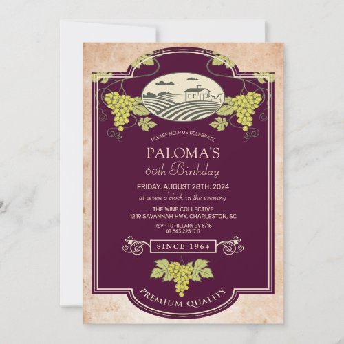 ANY AGE _ Wine Label Birthday Invitation