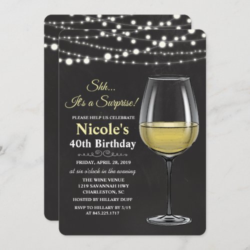 ANY AGE _ Wine String Lights Birthday Invitation