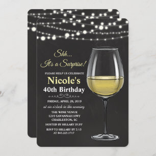 ANY AGE - Wine String Lights Birthday Invitation