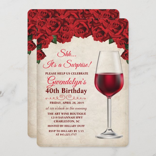 ANY AGE - Wine String Lights Birthday Invitation (Front/Back)