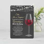 ANY AGE - Wine String Lights Birthday Invitation (Standing Front)