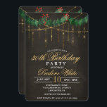 ANY AGE - Winter Holiday Birthday Invitation<br><div class="desc">Winter Christmas Holiday Birthday Invitation String Lights Bling Lights Holly Garland Chalk Chalkboard Invitation</div>