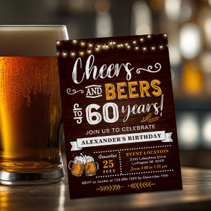 Any Age Wood Cheers And Beers Surprise Birthday Invitation