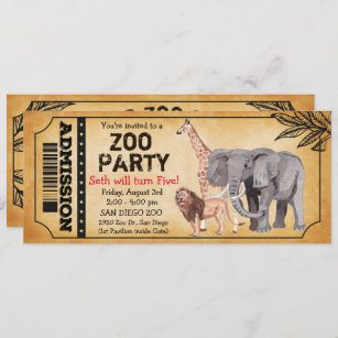 ANY AGE - Zoo Jungle Party Birthday Invitation