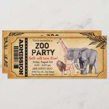 Any Age - Zoo Jungle Party Birthday Invitation by PaperandPomp at Zazzle