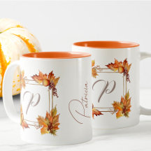 Any All Letters Modern Boho Fall Leaves Monogram