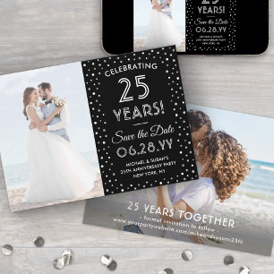 ANY Anniversary 2 Photo Elegant Navy Blue & White Save The Date