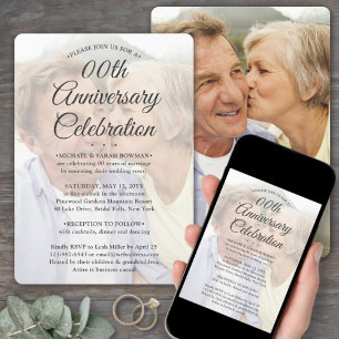 ANY Anniversary 2 Photo Elegant Script Overlay Invitation